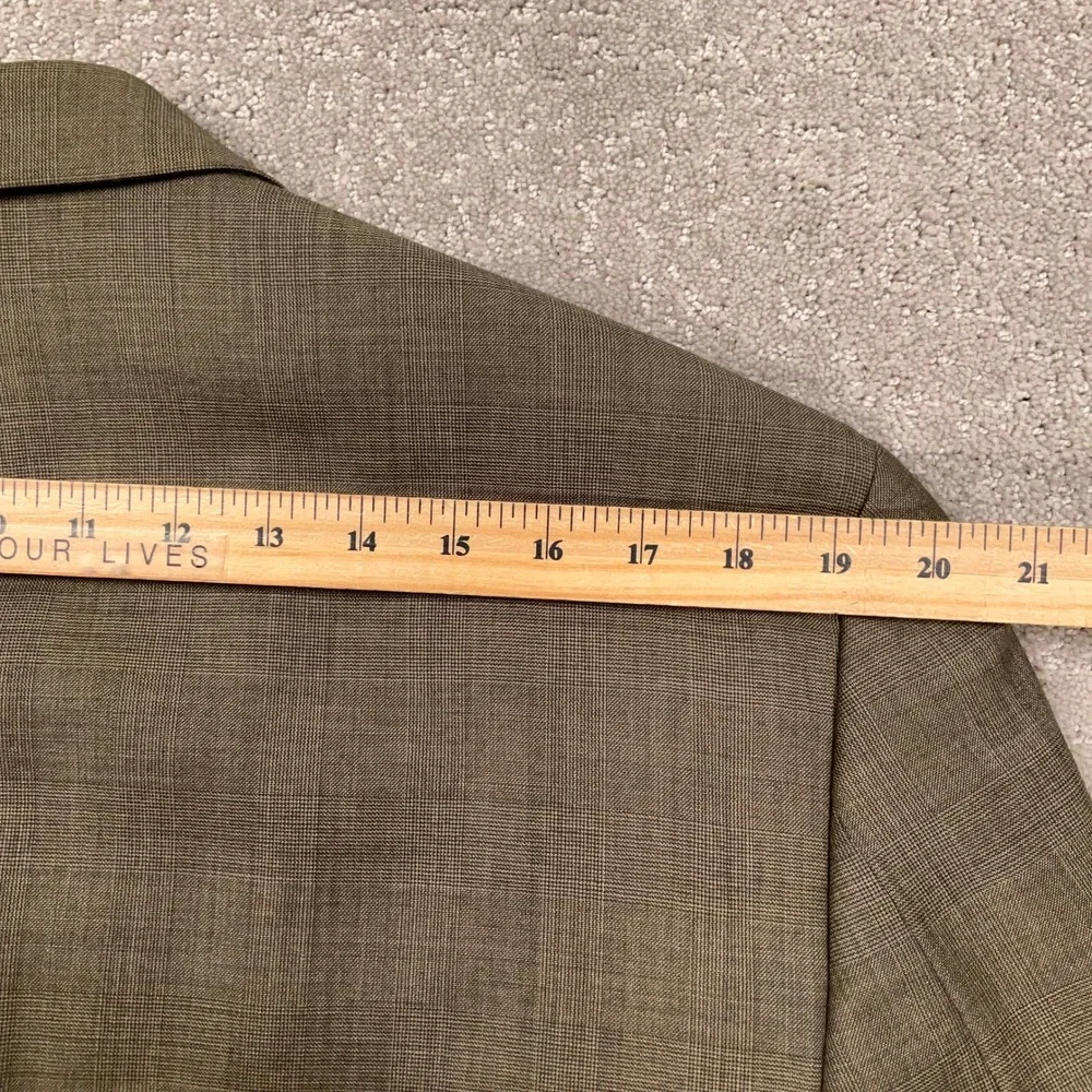 Nautica Suit Men 43R W37 Olive Brown Glen Plaid 3-Button Wool  Unhemmed